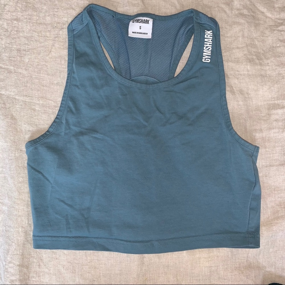 GYMSHARK teal workout crop top tank Small